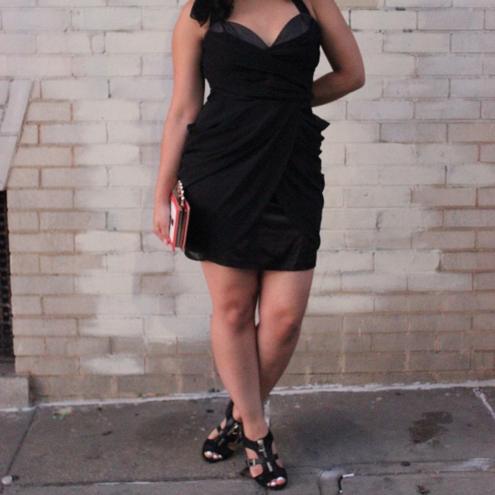 Walter by Walter Baker Black Chiffon Halter Dress